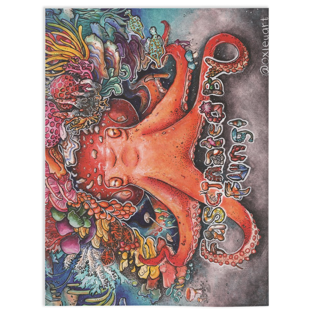 Octopus's Fungi Garden (@OxleyArt) Fuzzy Blanket